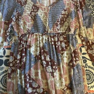 Maurices Floral Patchwork shirt - Blue, Brown, Cream